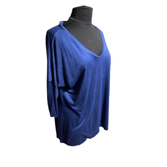 nwt nostalgia royal blue vneck soft acrylic dolman sleeve blouse - Picture 1 of 7